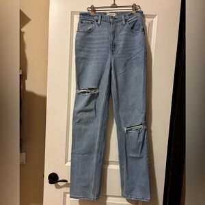 Abercrombie & Fitch Light Blue Distressed Straight Leg Jeans